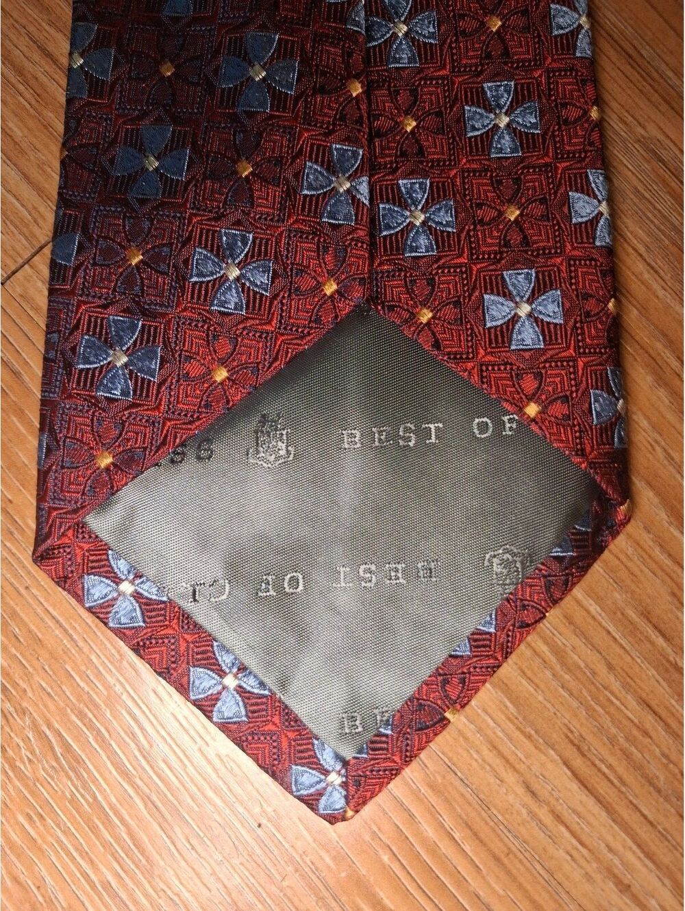 Robert Talbott Best of Class Silk Tie Red Geometric Wide - Picture 5 of 8